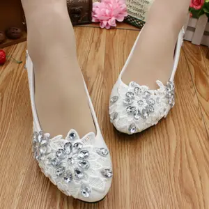 中国供应商福基森春季白色钻石平底鞋