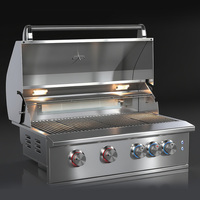 Barbecue au gaz extérieur moderne de luxe haut de gamme en acier inoxydable 304 avec 4 brûleurs, design sans fumée et allumage piézoélectrique