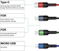 Lot de 2 câbles USB tressés en nylon 3A de 4 pieds, adaptateur de charge rapide de type C compatible avec les écouteurs de charge multi-appareils.