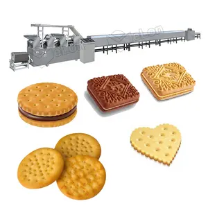 Automatic biscuit making machine production line including biscuit sandwich machine and biscuit packaging machine