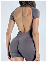 Combinaison de yoga transfrontalière de style européen et américain, à bretelles spaghetti et manches courtes, en Spandex/Nylon, sans couture et très extensible