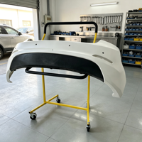Support de pare-chocs de voiture professionnel en acier durable réglable, revêtement poudré, pour réparation de peinture automobile, avec roulettes verrouillables, antirouille