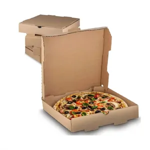 Venta caliente cajas de pizza baratas fábrica al por mayor contenedor de alimentos de papel caja de pizza de cartón corrugado