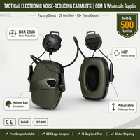 Protection auditive électronique tactique OEM personnalisée en gros, compatible casque, avec défenseurs d'oreille électroniques ABS montés sur casque