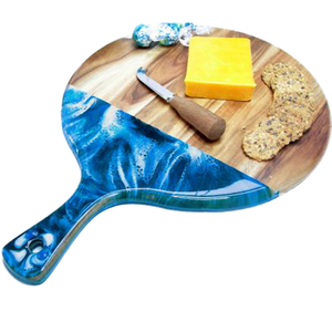 Planche à fromage en bois et résine 2024 avec œuvre d'art en époxy personnalisée, épaisseur 1,5 cm, planche à découper rectangulaire - Product Image 1