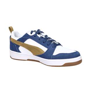 Sneakers da Uomo Puma Bianche Blu Oro in Pelle Scamosciata Scarpe Casual Basse - Product Image 6