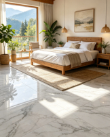 Carrelage en porcelaine effet marbre blanc brillant avec veines gris foncé, 60x120cm, résistant aux taches, disponible pour OEM, fabriqué en Chine