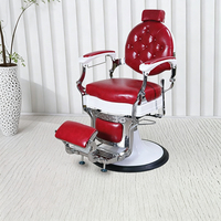 Chaise de barbier professionnelle réglable en hauteur avec repose-pieds et appui-tête, en cuir PU noir, pivotante à 360°, pour salon de coiffure, en vente