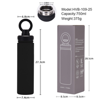 Gobelet isotherme moderne et minimaliste en acier inoxydable de 750 ml, maintien au chaud/froid pendant 6 à 12 heures, bouteille d'eau portable pour usage extérieur et bureau