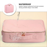 Trousse de maquillage de voyage en cuir PU, sac à cosmétiques de voyage, trousse de maquillage Portable avec séparateurs réglables