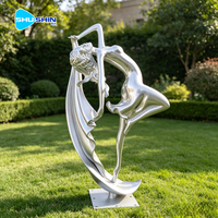 Sculpture de danseuse en acier inoxydable poli, décorative et créative, style nordique, modèle pour jardins extérieurs, art