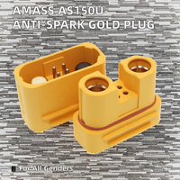 Conector Banana AS150U de Amass, enchufe macho/hembra chapado en oro, conector de señal antichispas, resistente al agua, para batería Lipo, de plástico