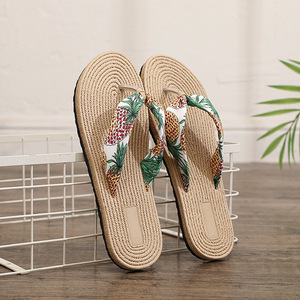 Sandalias de <span class=keywords><strong>Playa</strong></span> Clásicas de Verano para Mujer, <span class=keywords><strong>con</strong></span> Tira de Piña, Estilo Chanclas, Planas, Casuales, para Interiores y Exteriores, Imitación de Paja - Product Image 6