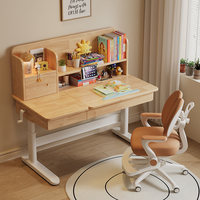 Étagère de bureau d'étudiants en bois massif pour bureau d'écriture junior surélevé pour l'apprentissage des enfants Chaises de table à la maison pour les enfants