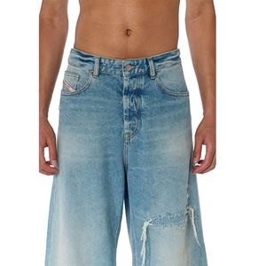 Nouveau Jean Homme Streetwear Bleu Clair Délavé Décontracté Coupe Large Effet Usé Empilé - Product Image 5