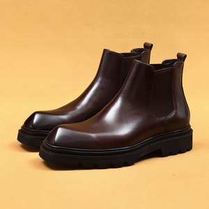 Botas de Hombre de Piel Vacuna de Estilo Inglés con Suela Gruesa, de Caña Alta, Planas y Redondas, Casuales, de Moda, las Más Vendidas del 2025 - Product Image 5