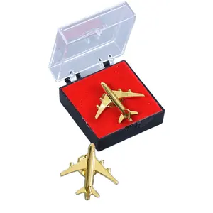 Custom 3D Vliegtuigen Revers Pin Zilver Goud Vliegtuigen Metalen Badge Met Plastic Doos