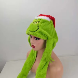Chapeau de Noël LED 2025 lumineux pas cher, motif renne et Père Noël, en peluche douce avec oreilles mobiles à air comprimé, chapeau de dessin animé mignon - Product Image 4