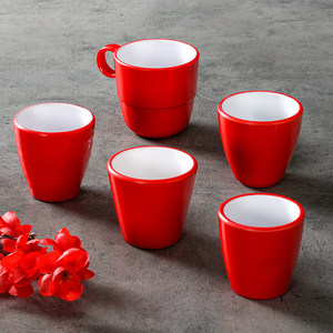 Gobelets en mélamine rouges 300 ml empilables pour restaurants et hôtels, design minimaliste sans couvercle - Product Image 2