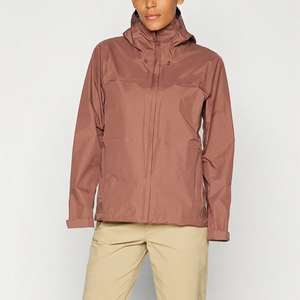 Waterproof Hooded Jacket <b>For</b> Women In Brown With Zipper Closure And Stand Collar Casual Style Autumn Wear - Product Image 3