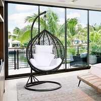 Haute qualité balançoire oeuf balançoire suspendu rotin avec support intérieur extérieur chaise cadre en aluminium 350 lb capacité