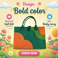 Nouveauté Sac fourre-tout en feutre écologique à blocs de couleur, grande capacité, portable, avec logo personnalisé, taille personnalisable, idéal pour les cadeaux