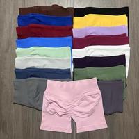 Shorts de Yoga Tendance et Sexy à Taille Côtelée en V, Shorts de Sport Sans Couture Effet Scrunch Butt, Shorts de Course Extensibles et Unis