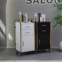 Chariot de rangement en acier inoxydable transfrontalier avec tiroirs, armoire de rangement, étagère au design moderne pour outils de coiffure, usage domestique et professionnel