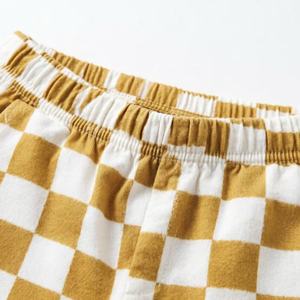 Ensemble de vêtements à carreaux pour enfants, personnalisable avec logo, faible MOQ, 100 % coton biologique, tenue d'été pour tout-petits garçons et filles, style boutique - Product Image 4