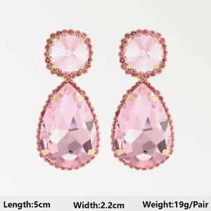 Kaimei 100การออกแบบโรแมนติกแฟชั่นชุดสีชมพูต่างหูคริสตัลสำหรับผู้หญิงยาวสี่เหลี่ยมสีชมพู CZ หินจี้ต่างหู<span class=keywords><strong>2022</strong></span> - Product Image 4