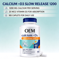 Complément Alimentaire OEM en Gros Marque Privée Calcium Plus D3 en Comprimés 185 Unités 1200mg