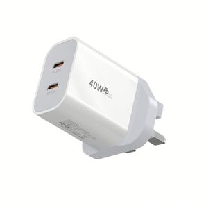 AU US UK EU <b>Plug</b> PD 40W Dual 20W USB <b>C</b> Port Fast <b>Type</b> <b>c</b> Wall Charger for Mobile Phone - Product Image 2