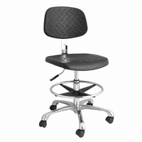 Tabouret antistatique à hauteur réglable avec dossier ergonomique et roulettes pour les zones protégées ESD dans la réparation électronique et les laboratoires