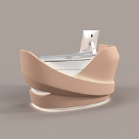 Comptoir de réception de luxe haut de gamme personnalisable en FRP pour salle de sport, hôtel, boutique, salon de beauté, salon de coiffure, petit comptoir d'accueil avec éclairage LED