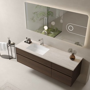 Gabinete de Baño de Madera de Nogal de Estilo Minimalista BALOM con Espejo Inteligente, Mueble Modular de Pared para Hotel y Hogar, Tamaño Personalizado - Product Image 4