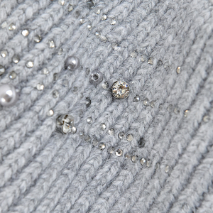 Berretto a maglia in lana d'angora invernale all'ingrosso della fabbrica berretto personalizzato con strass con diversi colori - Product Image 4