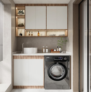 Современный простой деревянный шкаф-купе кремового цвета с модульной витриной для хранения одежды в спальне - Product Image 5