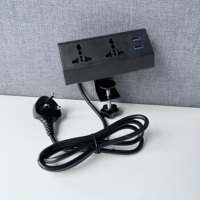 Module d'alimentation universel à fixation sur table, ignifuge, câble de 3 m, prise personnalisée pour usage au bureau, prise US pour montage sur bureau