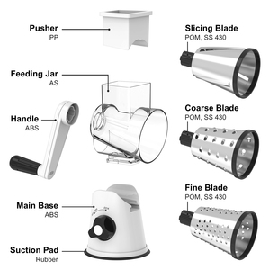 Râpe à légumes rotative avec 3 lames tranchantes <span class=keywords><strong>pour</strong></span> trancher et râper facilement les <span class=keywords><strong>carottes</strong></span>, les pommes de terre et autres légumes - Product Image 4