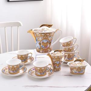 Service à thé de l'après-midi en porcelaine de style antique européen, grand ensemble unique avec carafe à lait, tasses et soucoupes, vaisselle de mariage, assiettes en céramique - Product Image 2