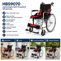 Kursi Roda Manual Aluminium 12.5kg dengan Roda Belakang 24-Inci dan Sandaran Setengah Lipat