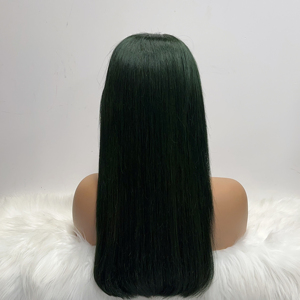 Perruque Lace Front Vert Foncé Cheveux Humains Lisses 13x4 Pré-Pluckée pour Femmes, Cheveux Vierges Brésiliens Colorés - Product Image 1