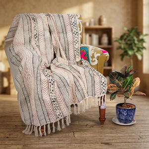 Couverture de canapé et lit en coton lyocell de haute qualité, faite à la main, imprimée, douce, confortable et légère pour l'hiver - Product Image 2