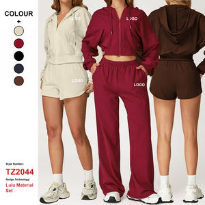 Ensemble Sportif Décontracté Personnalisé : Sweat-shirt Ample à Capuche avec Cordon de Serrage, Pantalon de <span class=keywords><strong>Jogging</strong></span> et Short de <span class=keywords><strong>Sport</strong></span> pour <span class=keywords><strong>Femme</strong></span> - Product Image 1