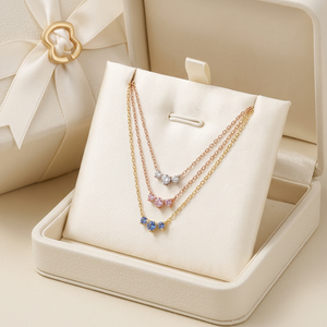 18K <b>Solid</b> <b>Gold</b> Tiny Diamond Necklace Minimalist Layering Set Natural Sapphire Dainty Stackable <b>Pendant</b> Necklace for Women - Product Image 3