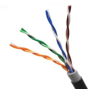 VCOM定制长度稳定防水网络电缆Cat5e户外双护套CCA以太网电缆305m