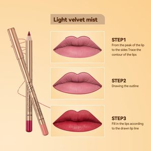 Creamy Matte Lip <b>Liner</b> Custom Logo Highly-Pigmented Pencil Waterproof LongWear Brown Lip <b>Liner</b> with Blending Brush - Product Image 4