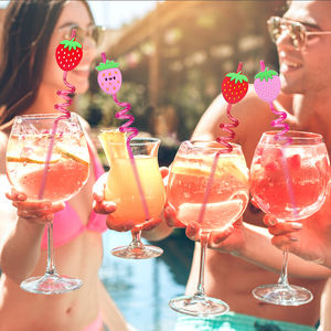 Nueva llegada ecológica personalizada PVC PET paja decoraciones fábrica al por mayor promoción para fiestas de graduación dibujos animados suministros de plástico - Product Image 2