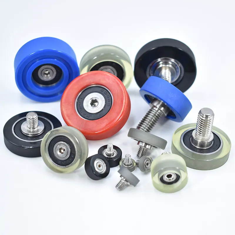 48mm PU Screw Bearing PU60848-16C1L10M8 PU Flash Bearing Roller Wheel 608RS polyurethane coated rubber pulley wheel with bearing