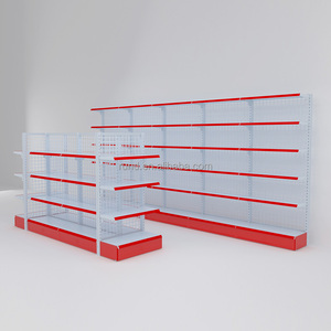 Estantería de góndola para uso minorista de Servicio Ligero, equipo de supermercado, almacenamiento, tienda de conveniencia, estantes de exhibición, <span class=keywords><strong>materiales</strong></span> metálicos de madera - Product Image 4